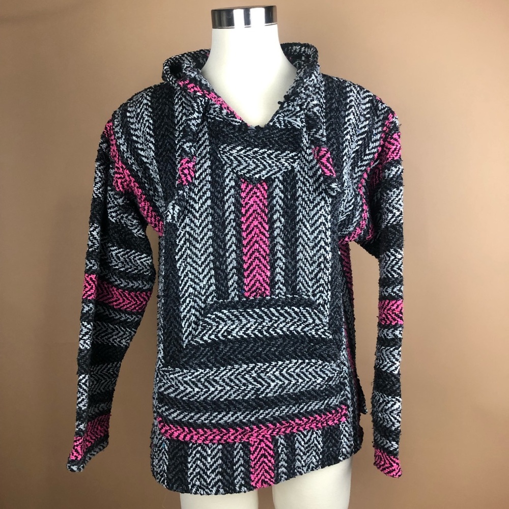 Black, Pink and Grey Baha Hoodie Drug Rug